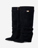 Lavista - Bottes slouchy en daim mi-cuisses - Noir