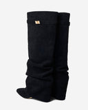 Lavista - Bottes slouchy en daim mi-cuisses - Noir
