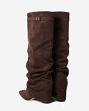 Lavista - Bottes slouchy en daim mi-cuisses - Marron foncé