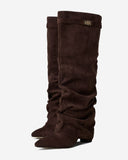 Lavista - Bottes slouchy en daim mi-cuisses - Marron foncé