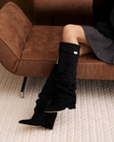 Lavista - Bottes slouchy en daim mi-cuisses - Noir