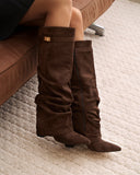 Lavista - Bottes slouchy en daim mi-cuisses - Marron foncé