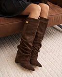 Lavista - Bottes slouchy en daim mi-cuisses - Marron foncé