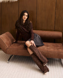 Lavista - Bottes en daim mi-cuisses - Marron foncé