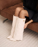 Lavista - Bottes en daim mi-cuisses - Crème