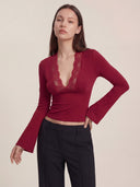 Maya - Top en dentelle - Rouge bordeaux