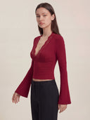 Maya - Top en dentelle - Rouge bordeaux