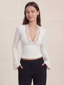 Maya - Top en dentelle - Blanc
