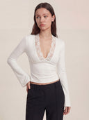 Maya - Top en dentelle - Blanc
