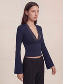 Maya - Top en dentelle - Bleu marine