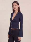 Maya - Top en dentelle - Bleu marine